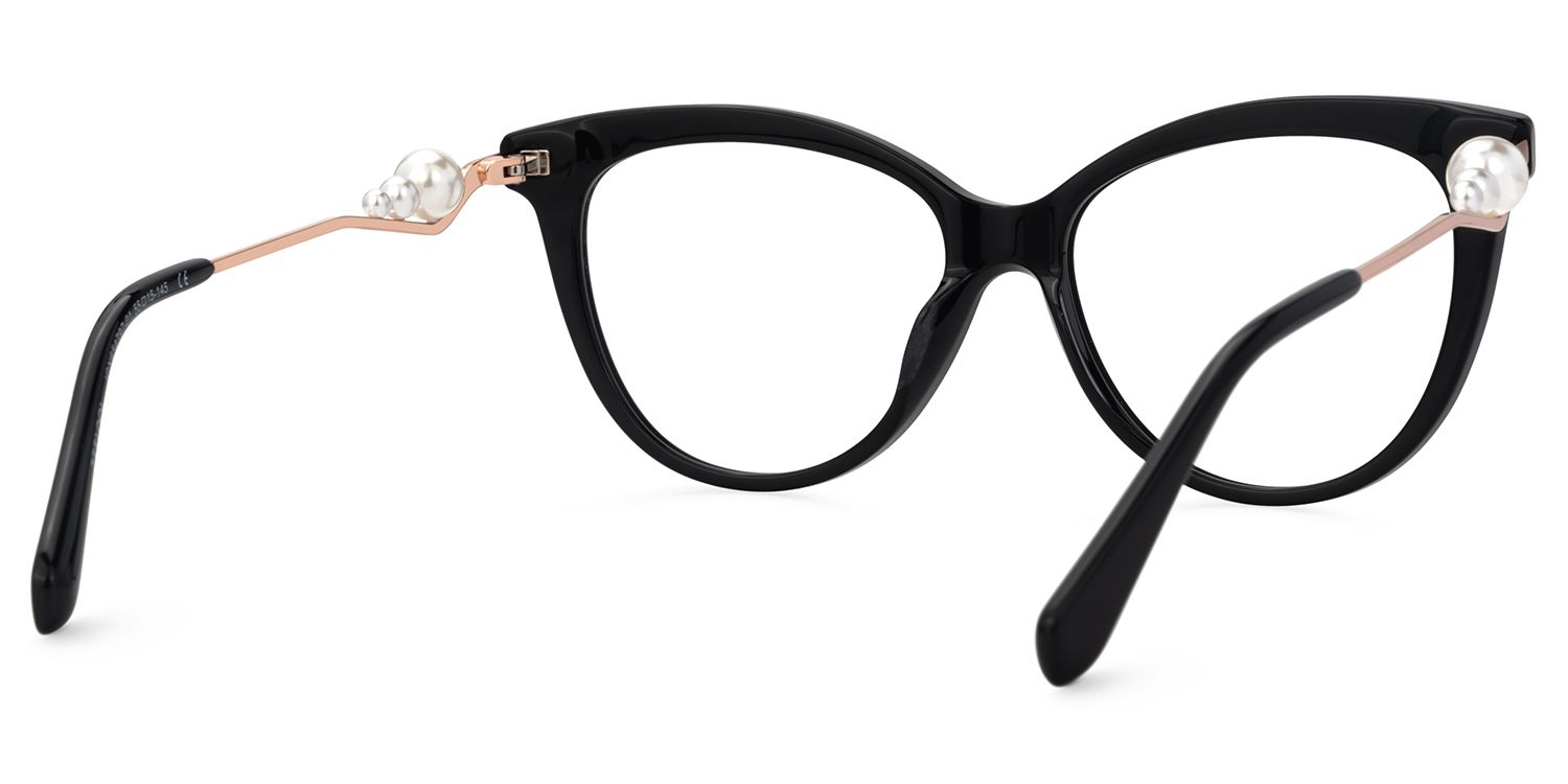 Buy Black Sparkly Cat Eye Glasses With Pearl | ZEELOOL Canada5