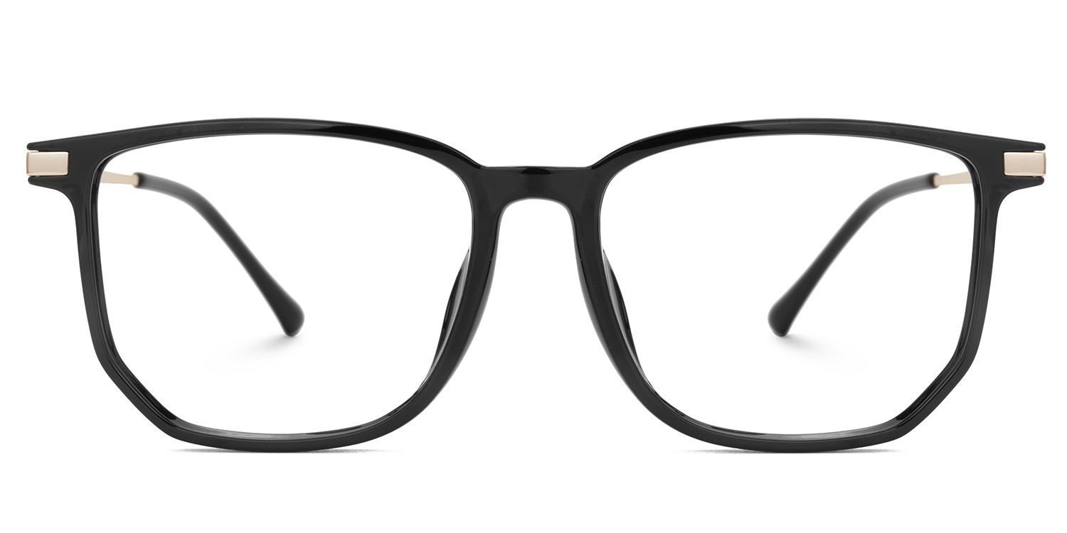 Fezell Square Black Eyeglasses and Thin Wide Frames2