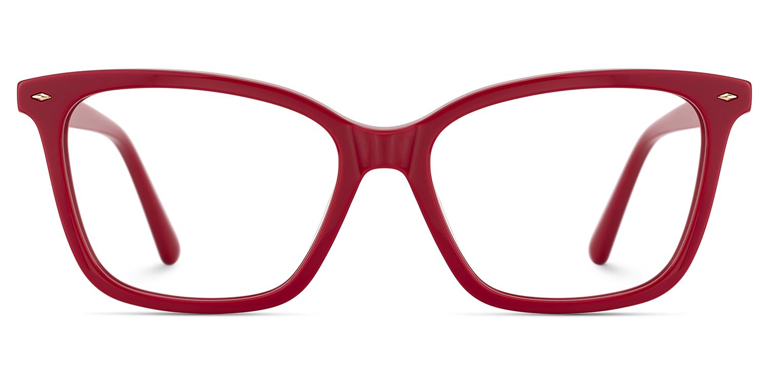 Theo Acetate Red Frame Glasses with Square Shape | ZEELOOL Canada1