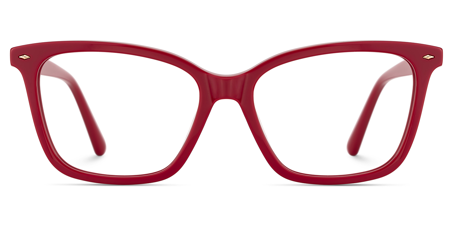Theo Acetate Red Frame Glasses with Square Shape | ZEELOOL Canada1