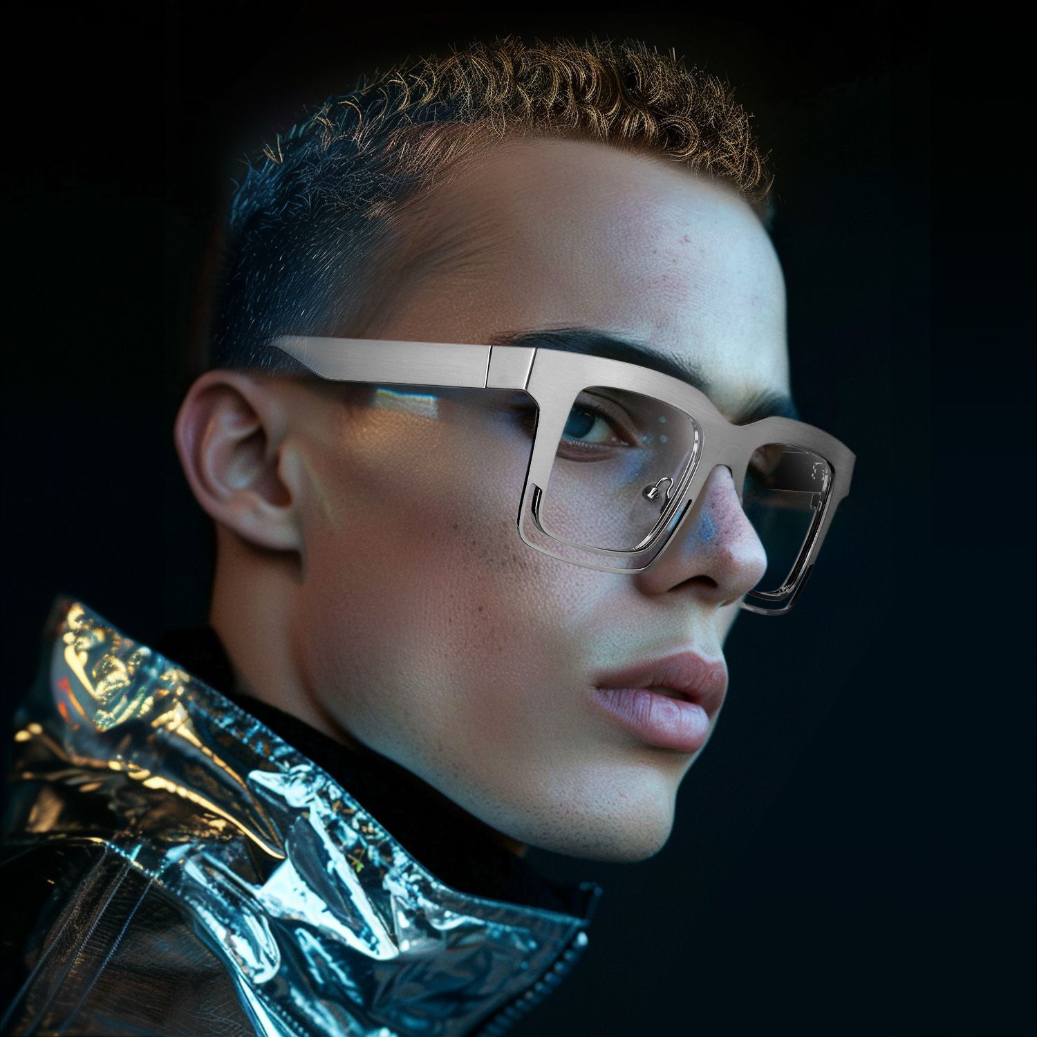 Evan Rectangle Silver Frame Eyeglasses for Males | ZEELOOL Canada5