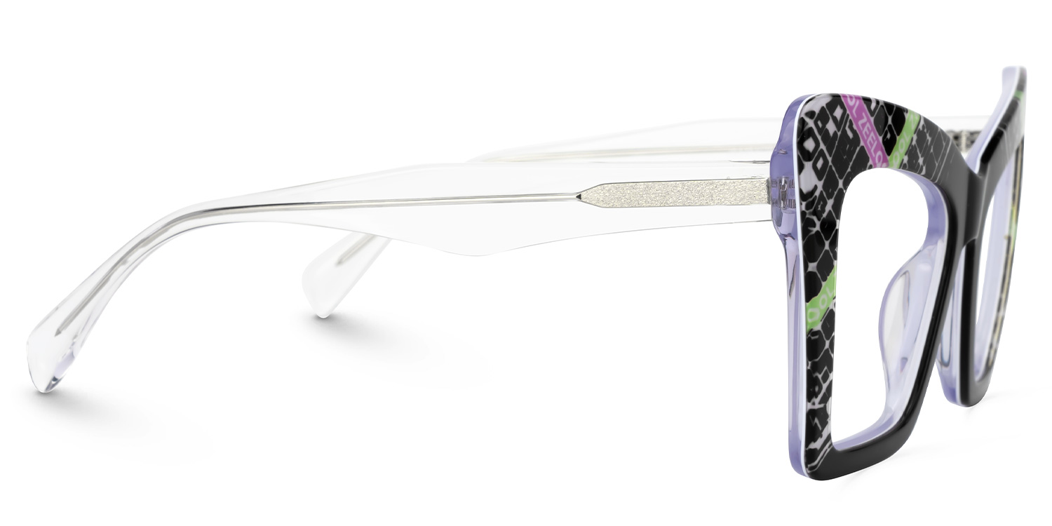 Janira Cat-eye Eyeglasses with Black-floral Frames2