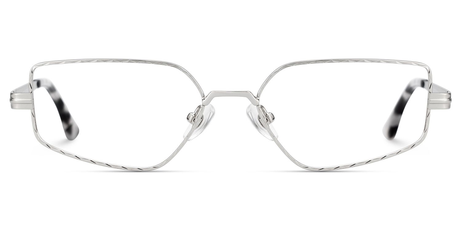 Rectangle Silver Eyeglasses- Lyle Metal Frame Glasses1