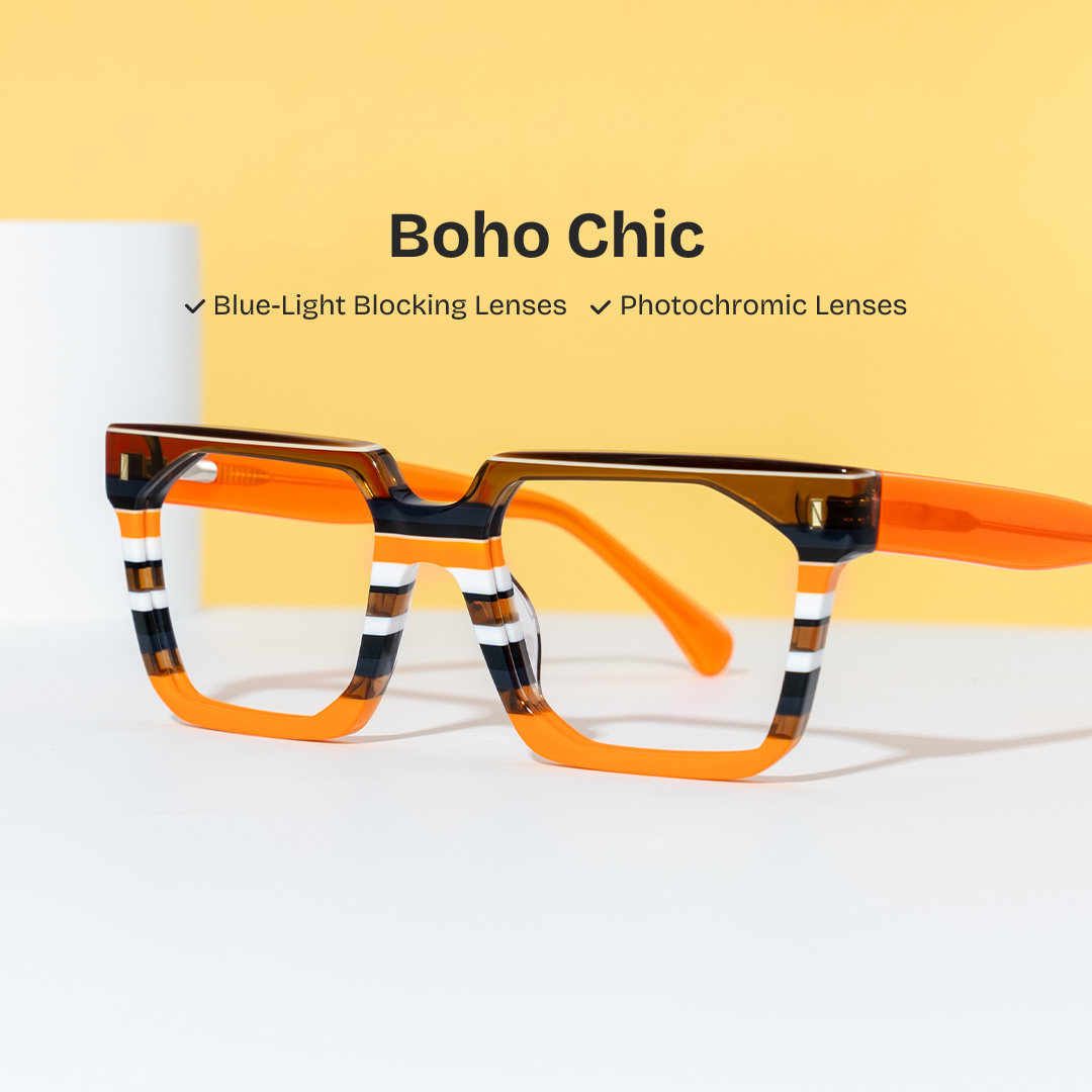 ZEELOOL Laguer Rectangle Orange Glasses