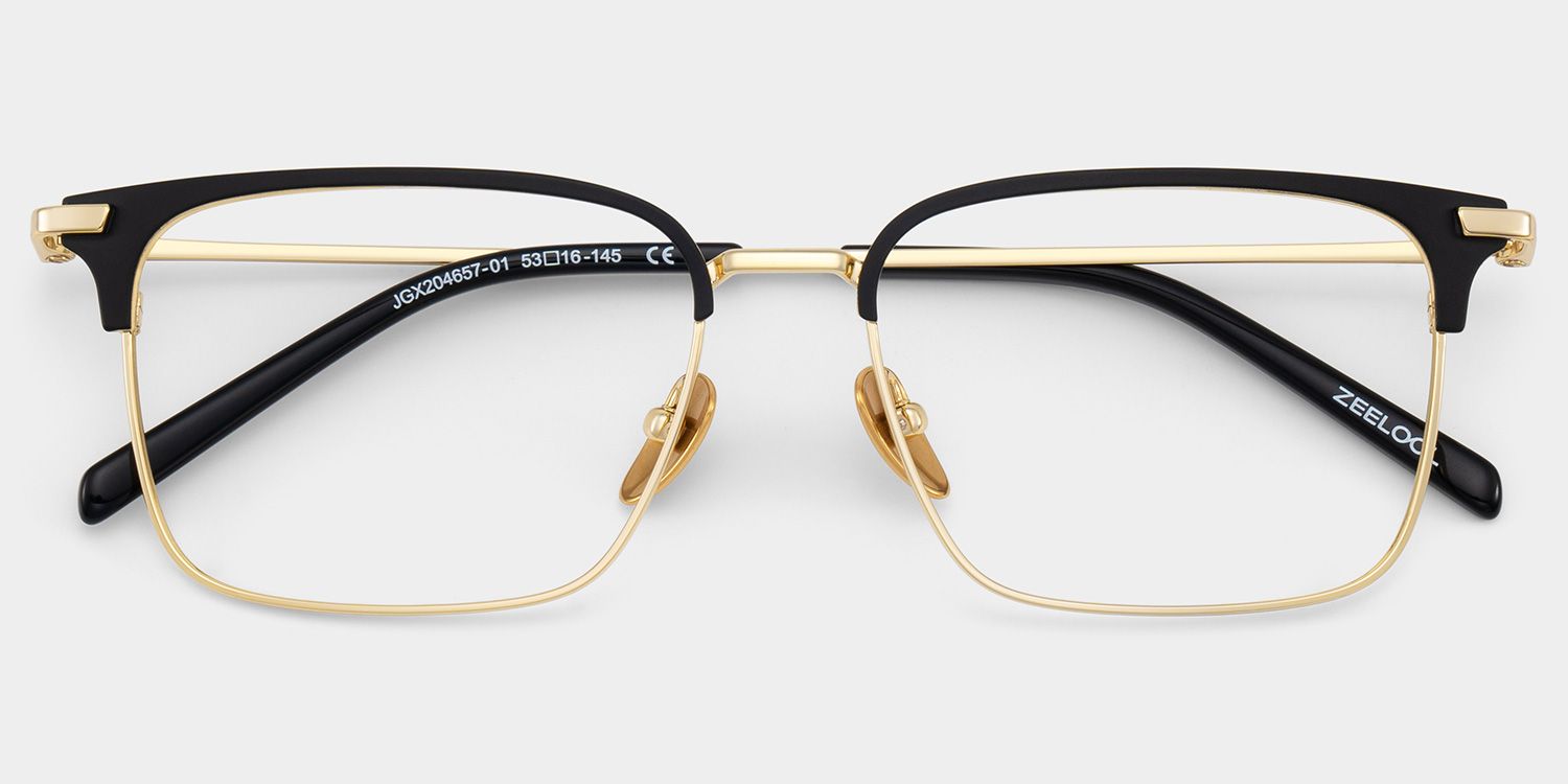 Maxwell Browline Black and Gold Glasses Frames for Men | ZEELOOL CANADA1