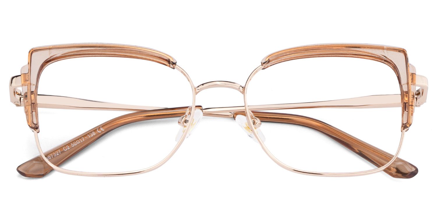 Beige Thin Frame Glasses With Metal Material2