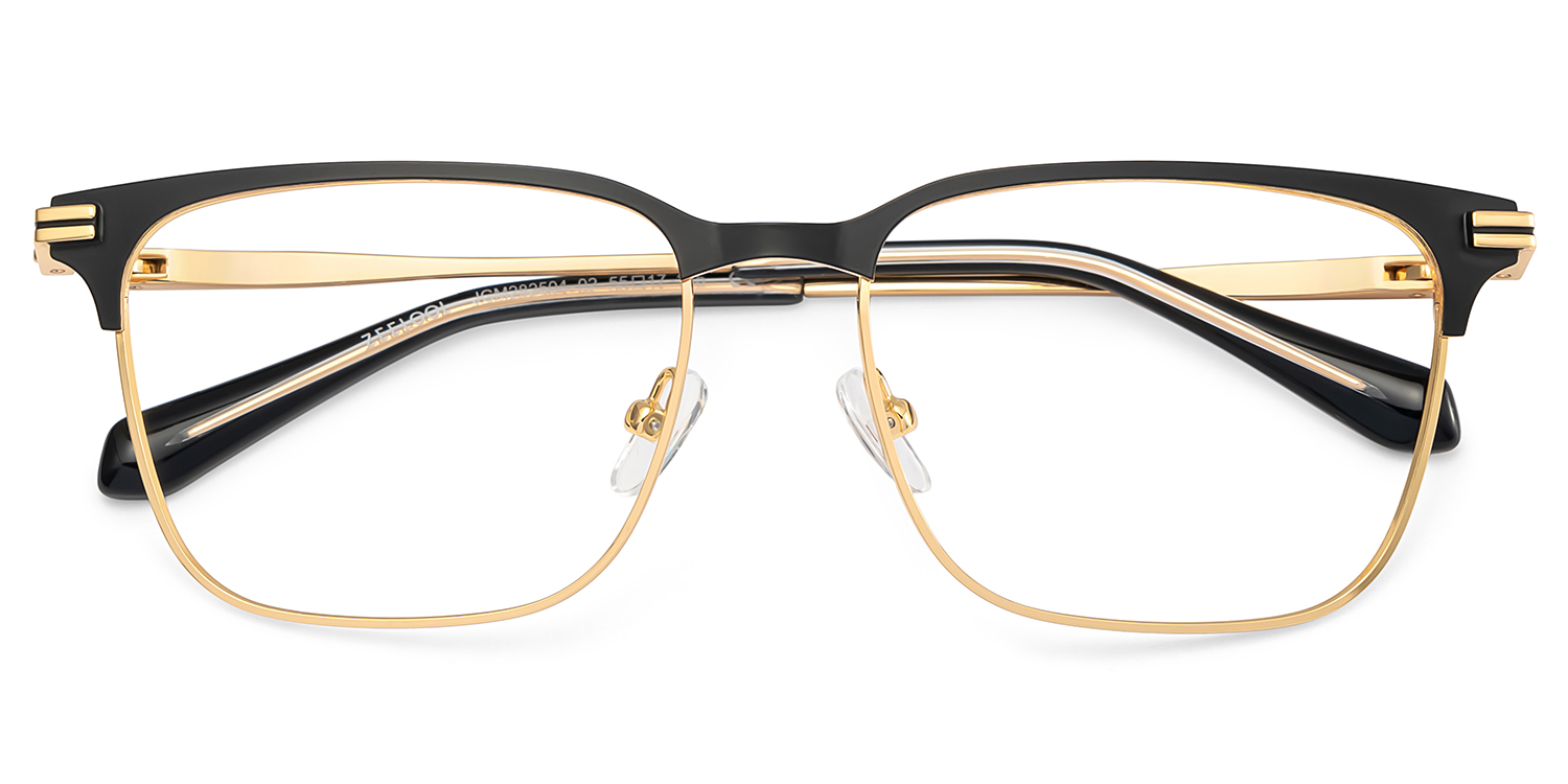 Marshall Rectangle Black Gold Glasses1