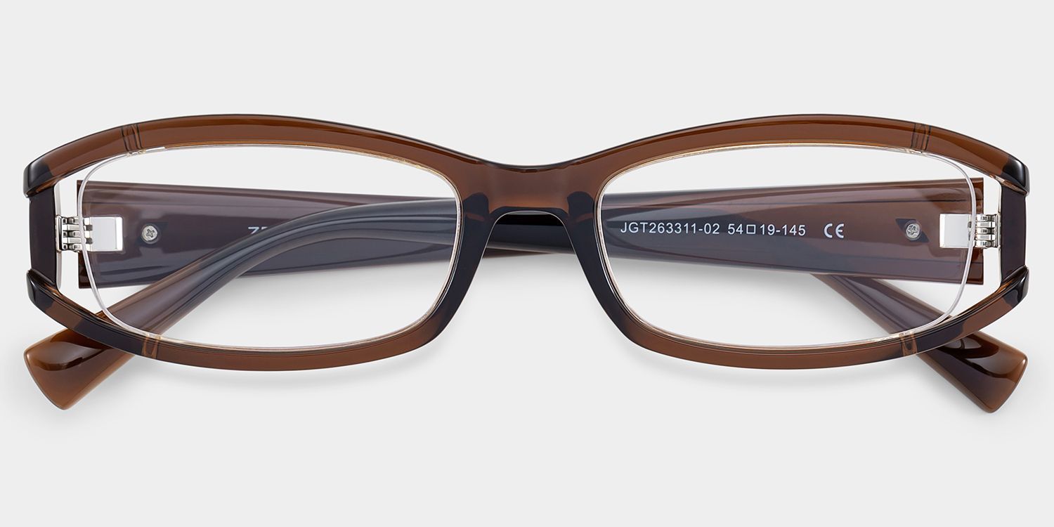 Willow Y2K Brown Rectangle Glasses for Ladies | ZEELOOL2