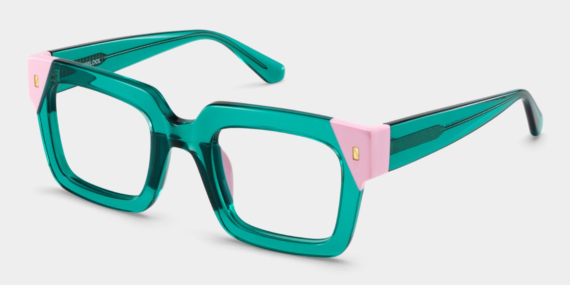Square Green Pink Eyeglasses- Sarah Acetate Frame Glasses2