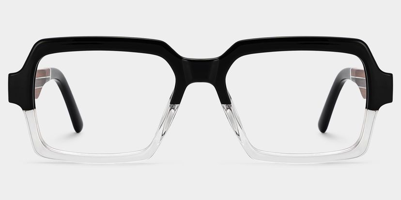 Jack Rectangle Black & Clear Glasses