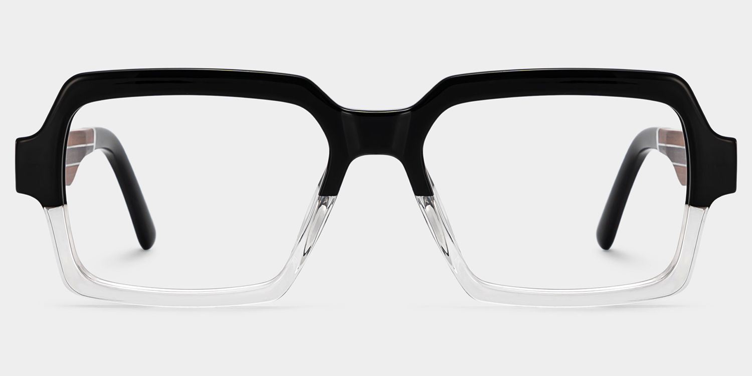 Jack Rectangle Black & Clear Frame Glasses | Zeelool2