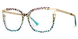 Sidibe Square Blue Leopard Glasses1