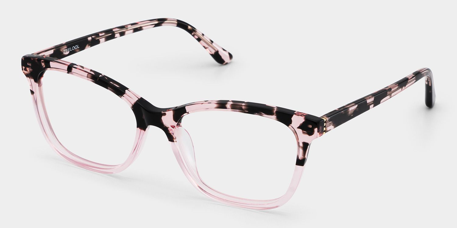 Bella Pink Petal Tortoise Rectangle Frame Glasses | ZEELOOL3