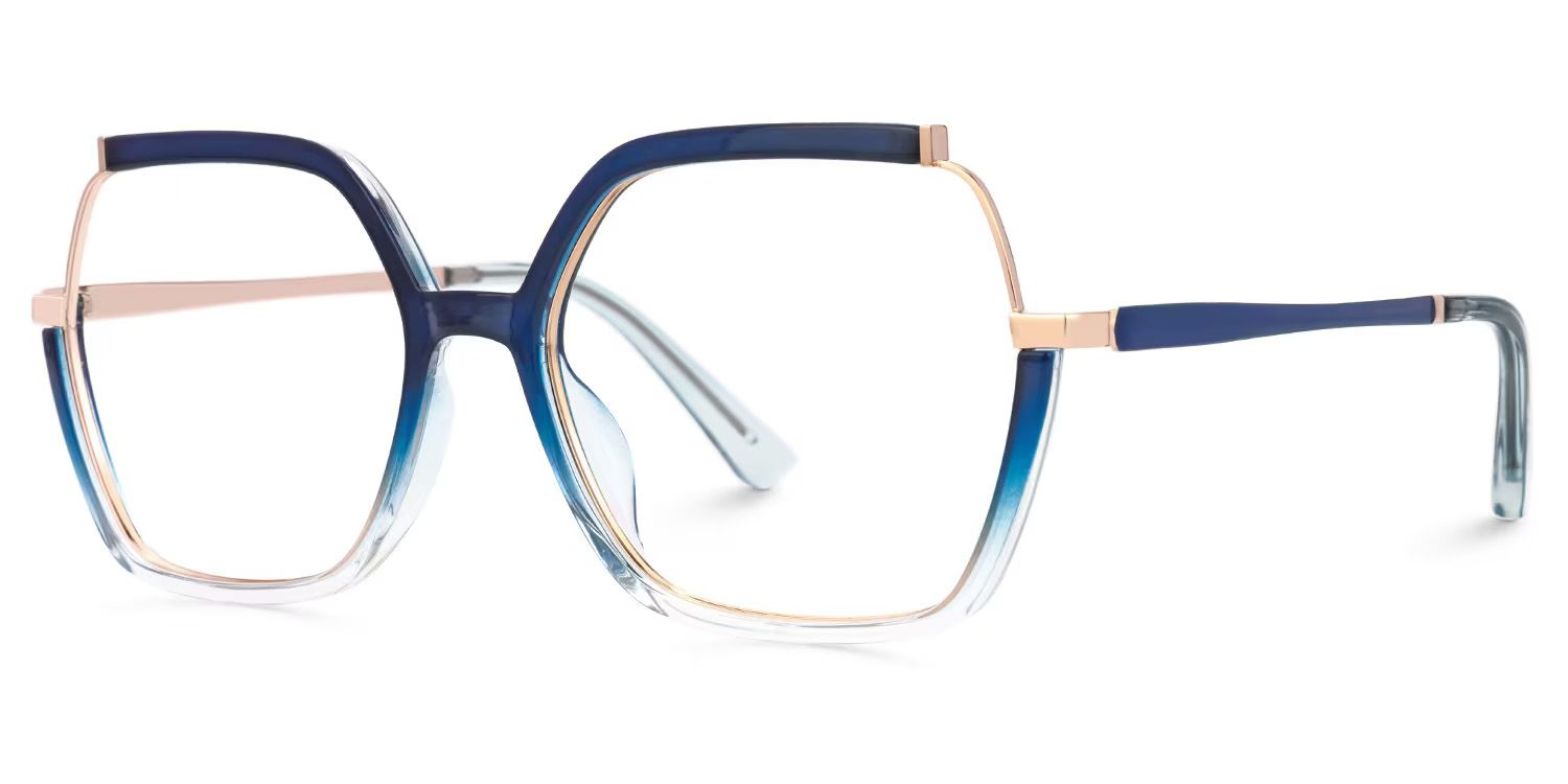 Alexia Mixed-Materials Square Blue Frame Glasses | ZEELOOL Canada4