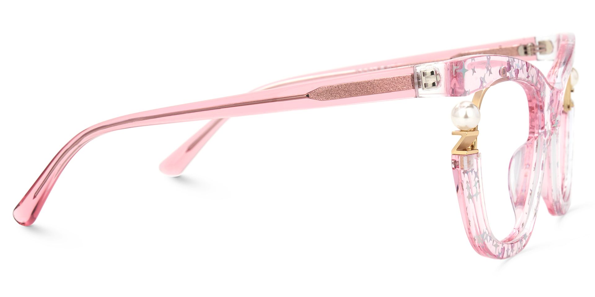Transparent Pink Glasses with Pearl and Glitter Stars4