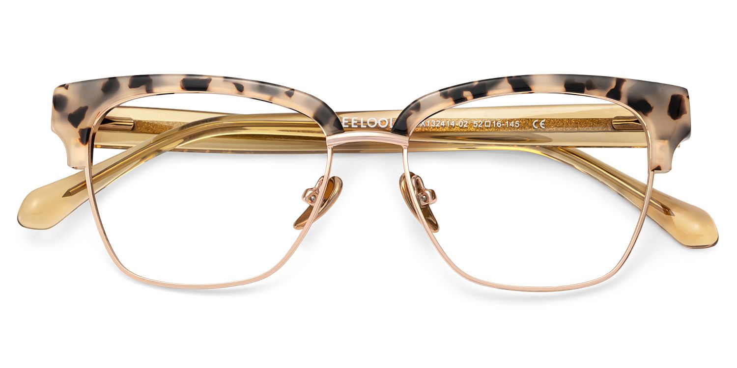 Browline Tortoise Eyeglasses- Ellis Mixed Frame Glasses1