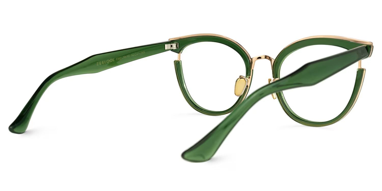 Laraine Cateye Green Eyeglasses & Metal Frames3