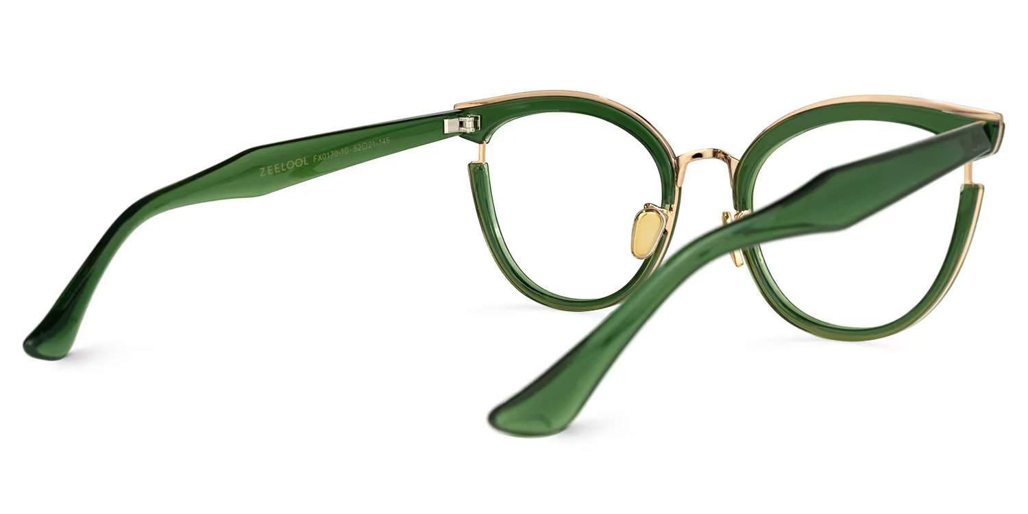 Laraine Cateye Green Eyeglasses & Metal Frames3