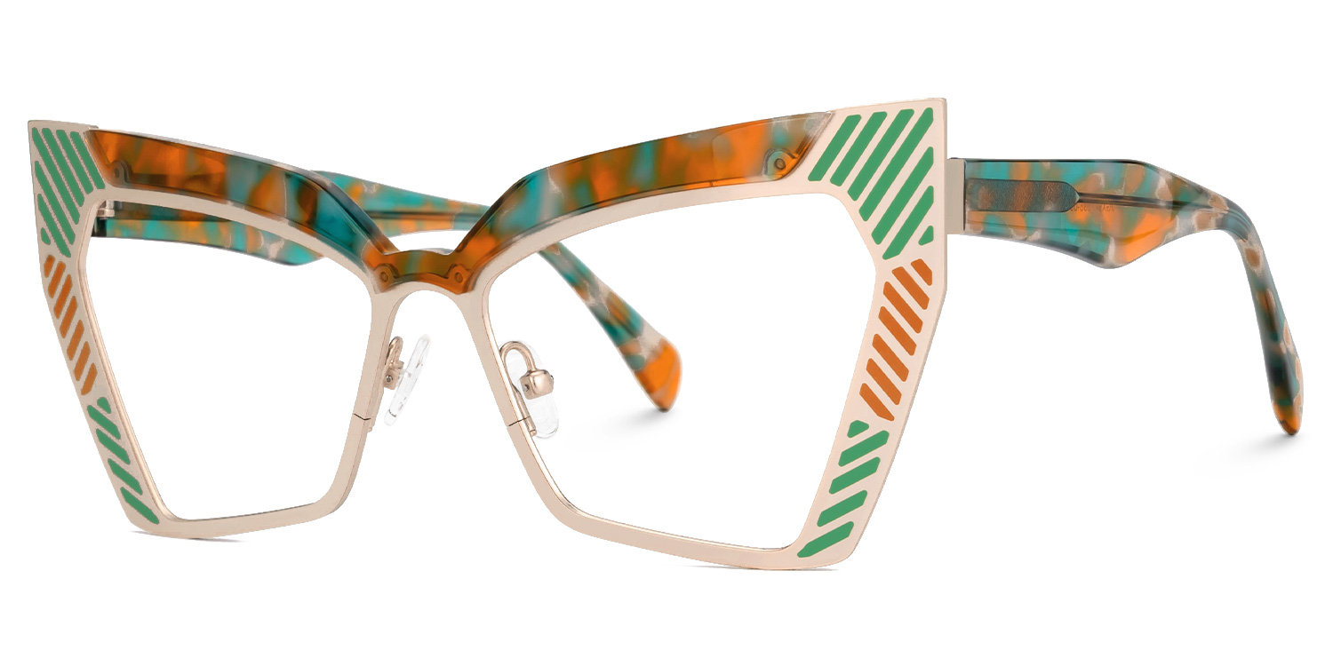 Chrishana Designer Eyeglasses in Butterfly Orange-Tortoise Frame1