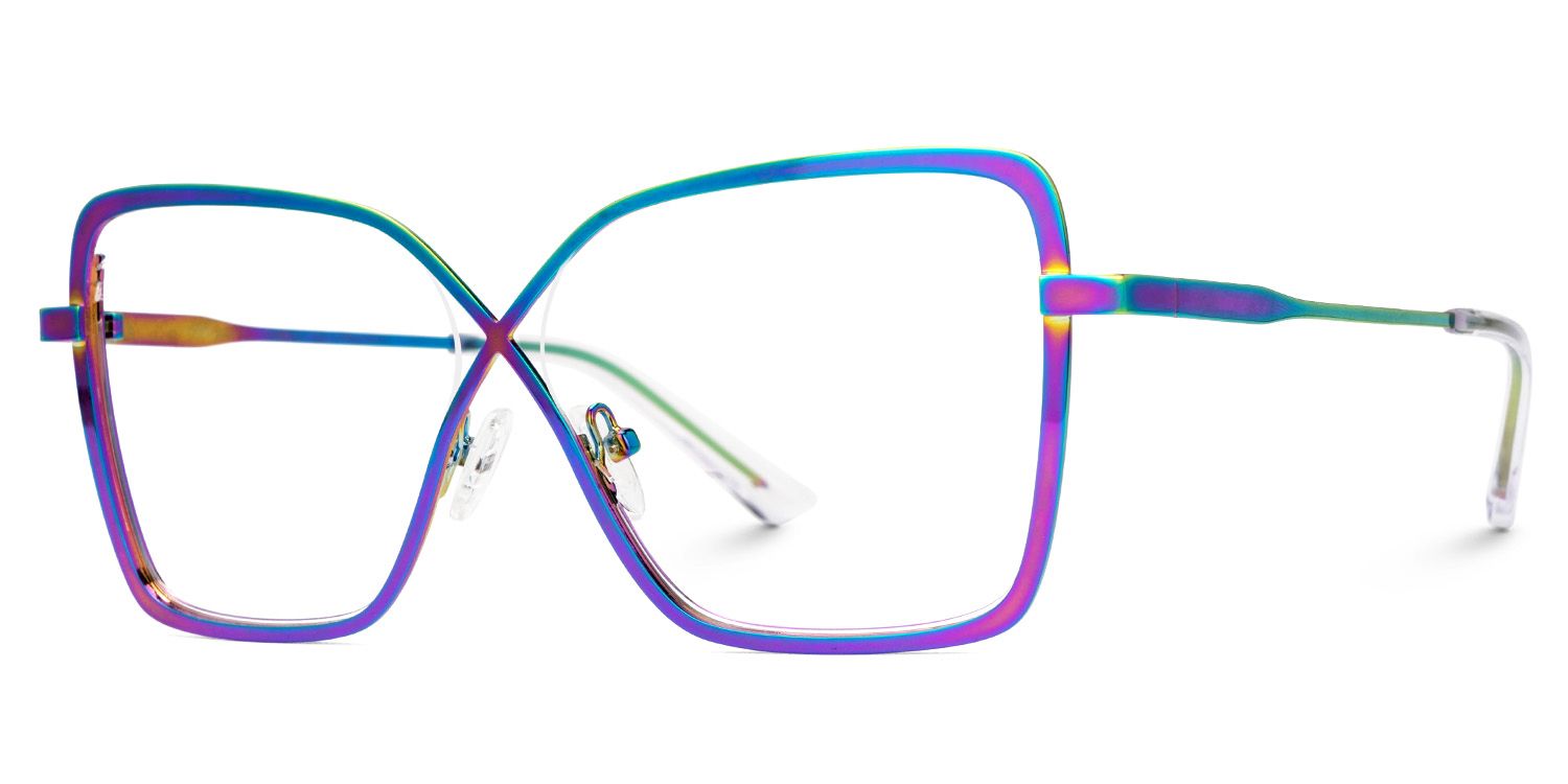 Racquel Iridescent Glasses Frames in Square Semi-Rimless  | ZEELOOL Canada1