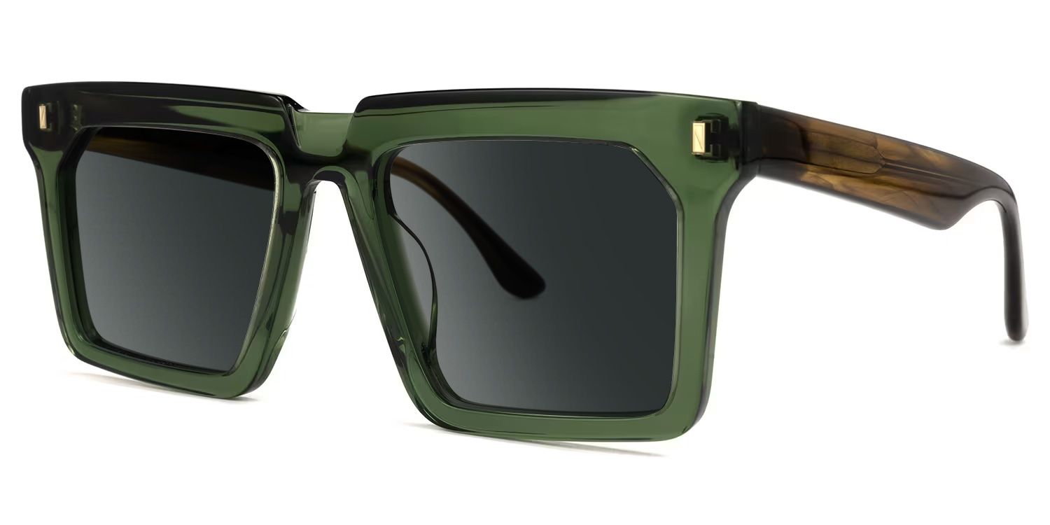 Moreland Rectangle Green Full Rim Sunglasses | ZEELOOL CA1