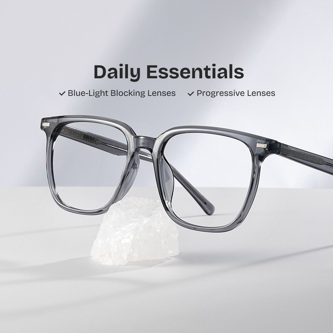 Square Grey Eyeglasses Jude TR-90 Frame Glasses0