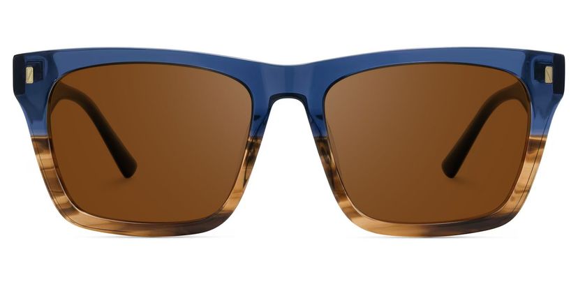 Brookins Blue Brown Rectangle Sunglasses