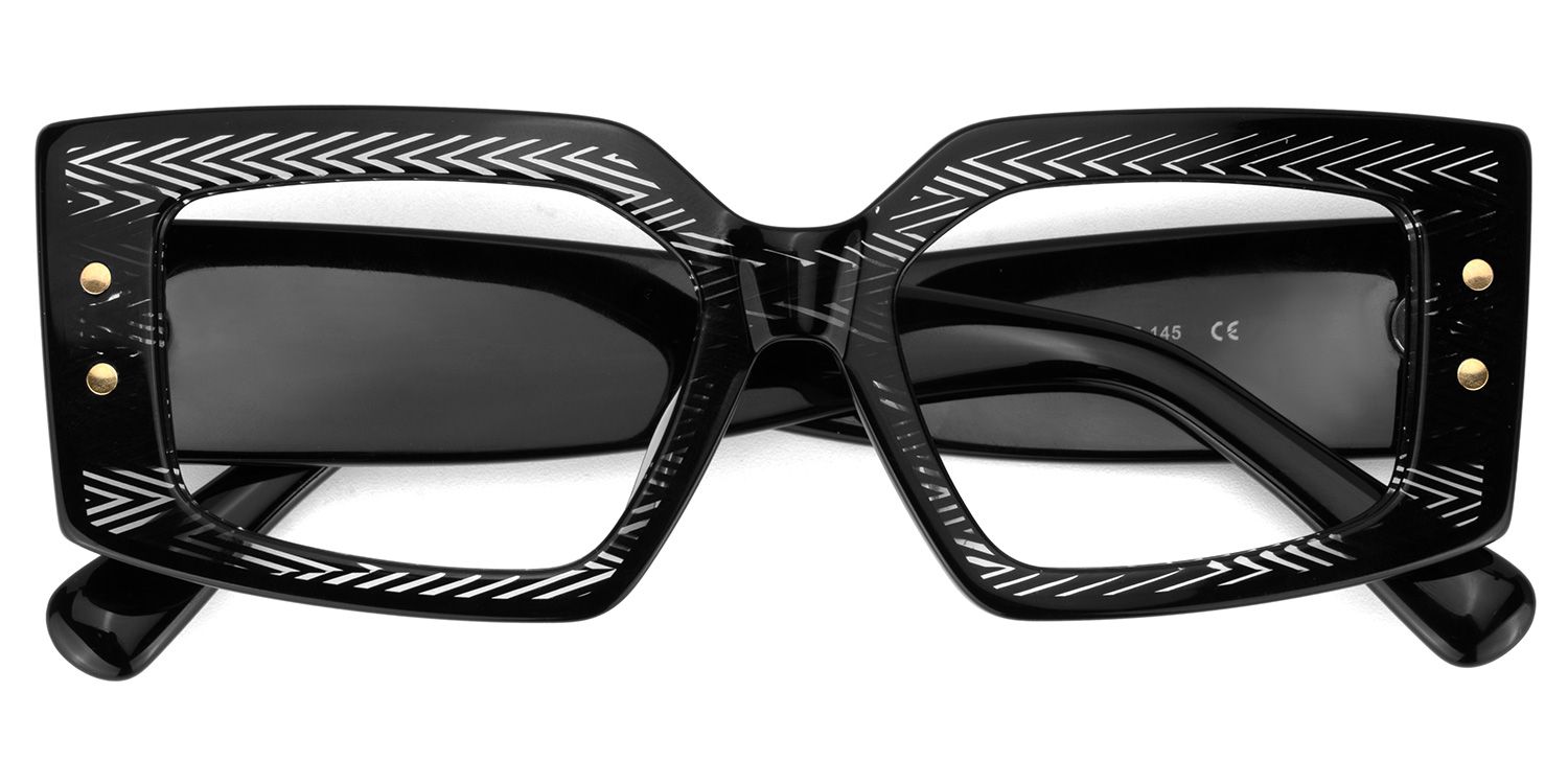 Full Rim Rectangle Eyeglasses In Black Color2