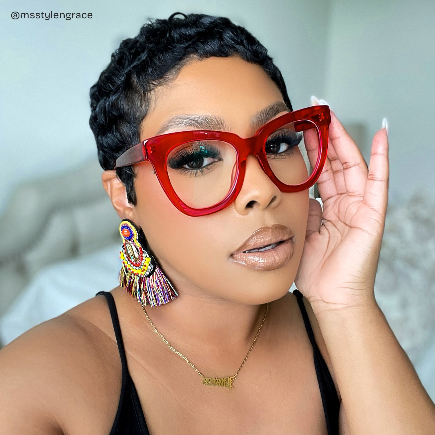 Yaser Cateye Red Glasses