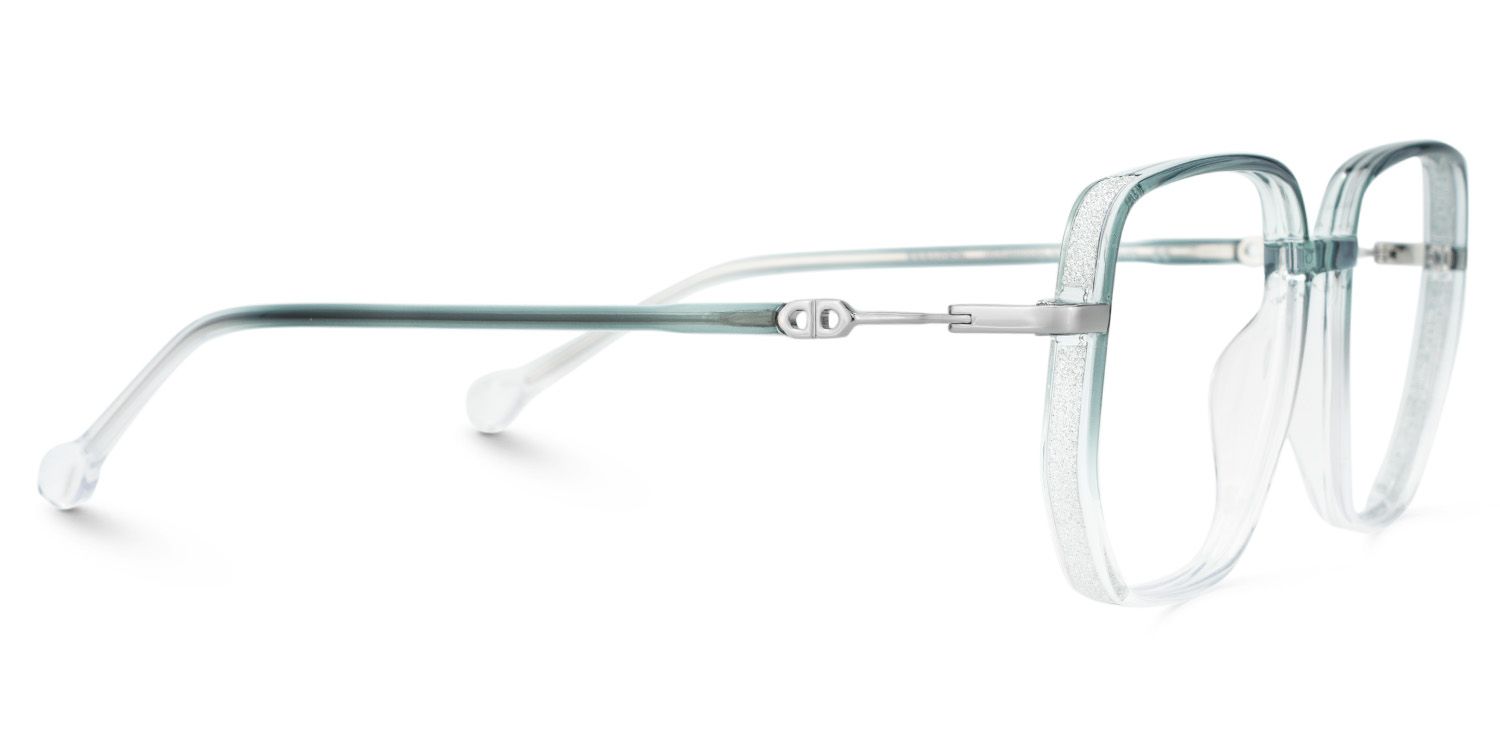 Joana Blue Green Eyeglass Frames in Geometric Wide Frame Design | ZEELOOL Canada4
