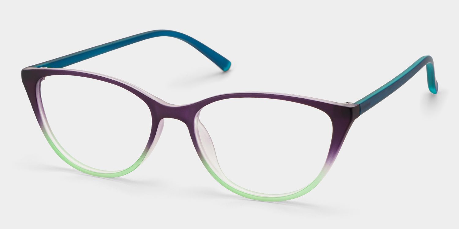 Lucy Cat-Eye Purple-Green Frame Glasses | ZEELOOL Canada2