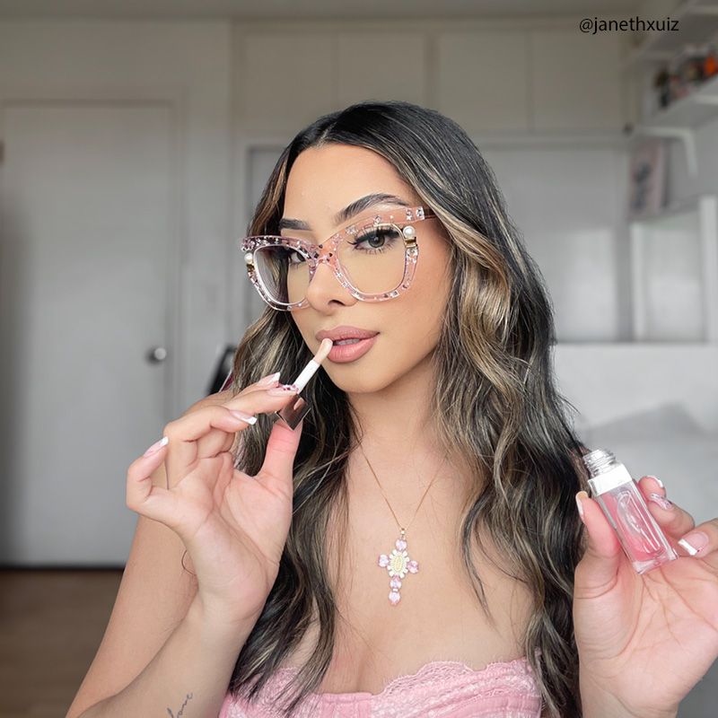 Transparent Pink Glasses with Pearl and Glitter Stars10