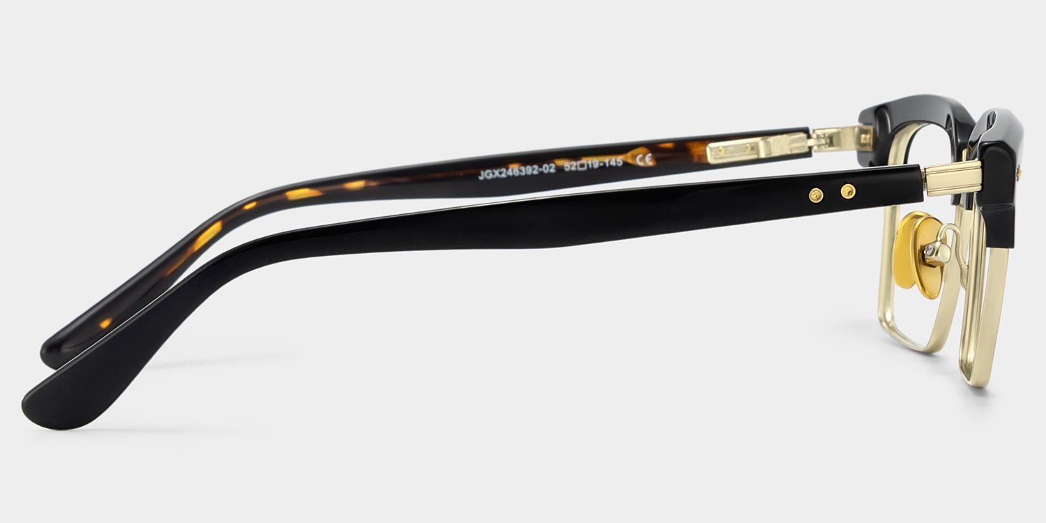 Landon Balck and Gold Browline Glasses for Men | ZEELOOL4