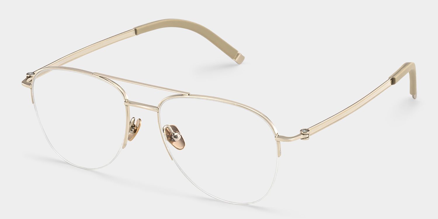 Grayson Semi Rimless Aviator Glasses in Light Gold Frames | ZEELOOL2
