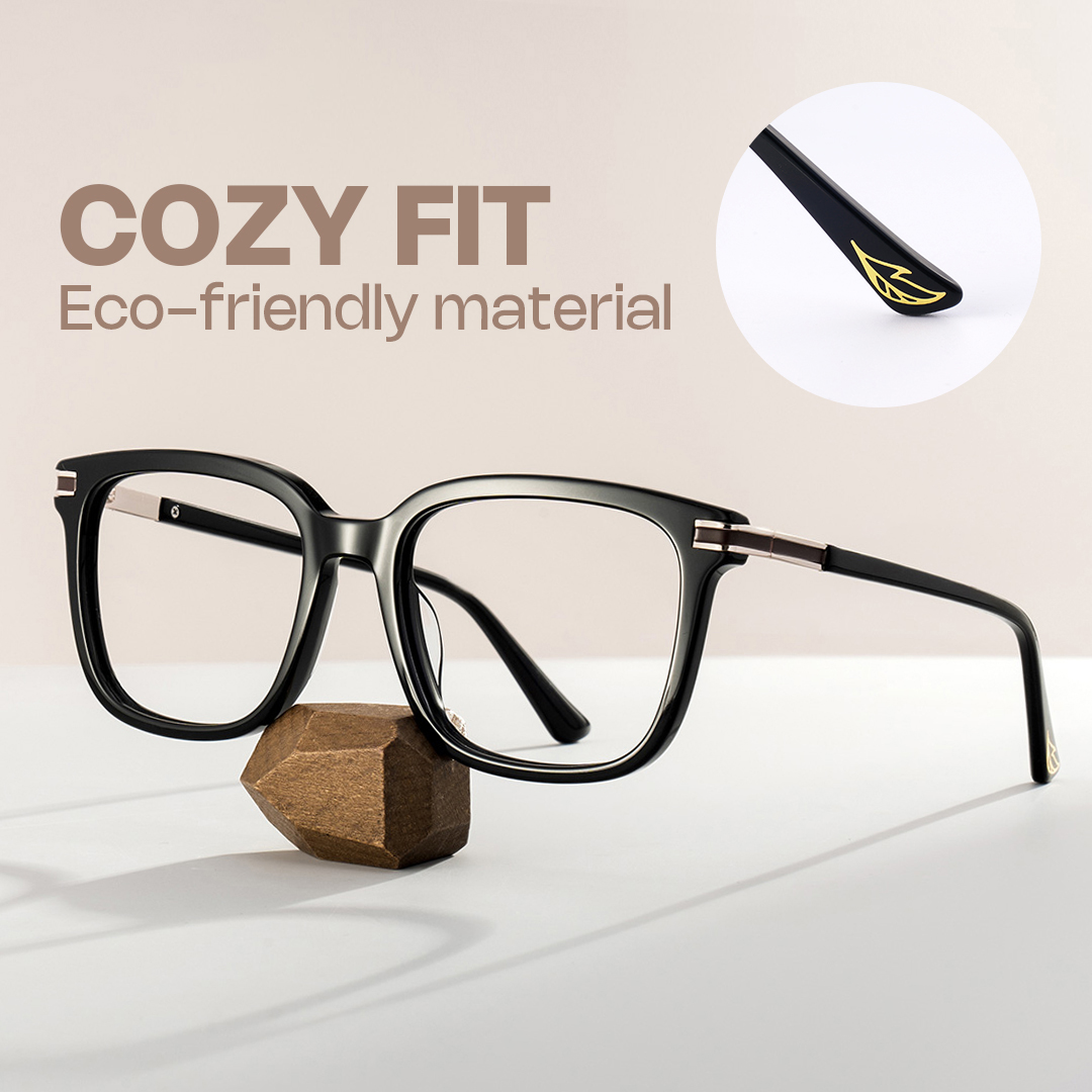 ZEELOOL Kenny Square Black Glasses