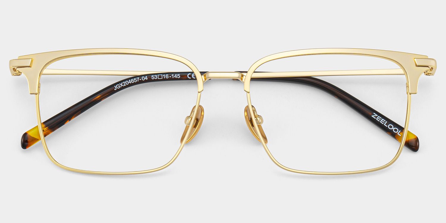 Maxwell Gold Browline Glasses with Titanium Frames for Bussiness | ZEELOOL CANADA1