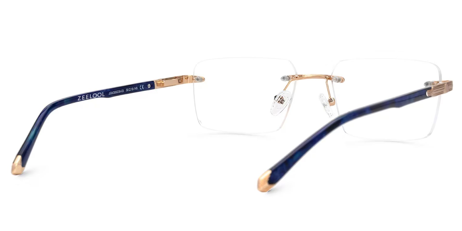 Blue Mixed-Materials Rectangle Eyeglasses- Savitrie3