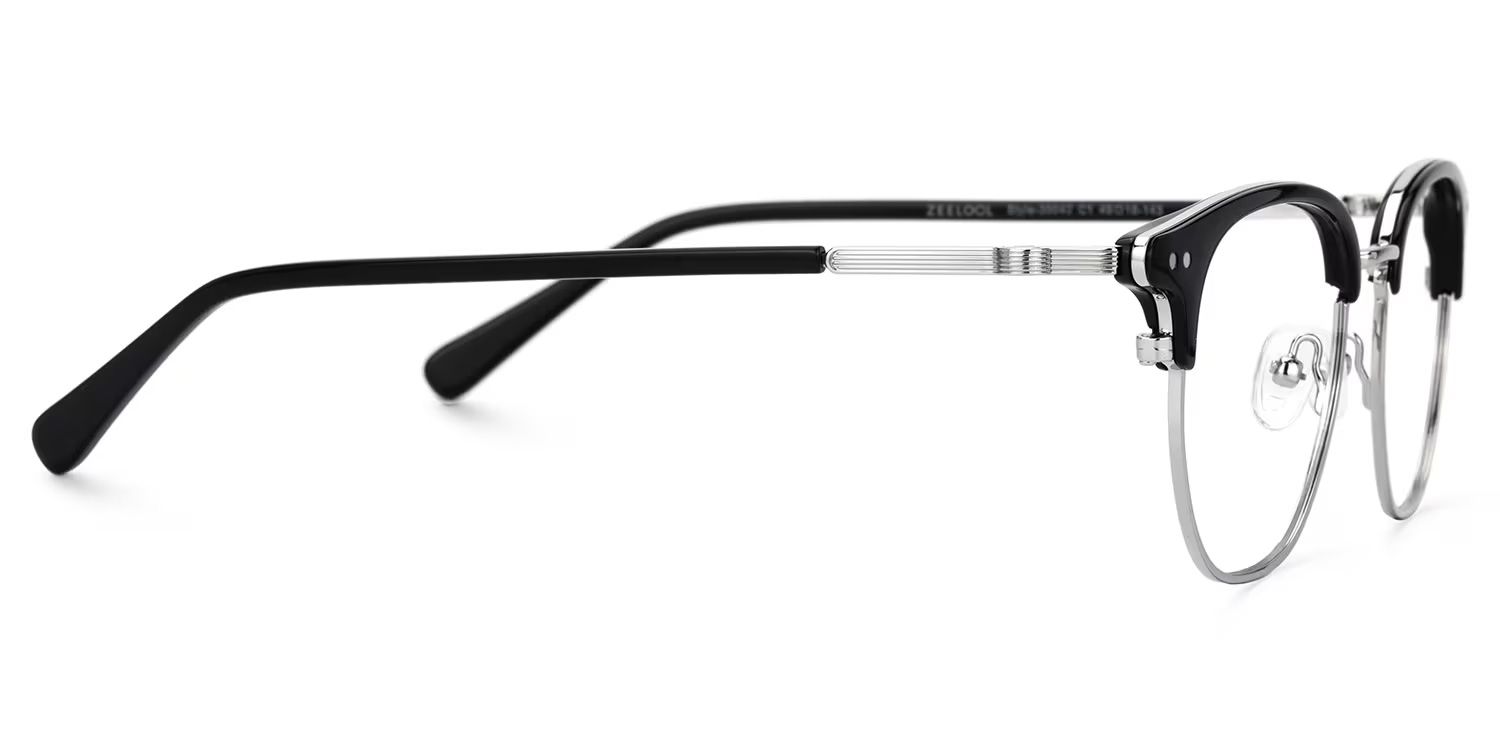 Black Mixed-Materials Geometric Eyeglasses- Geno2