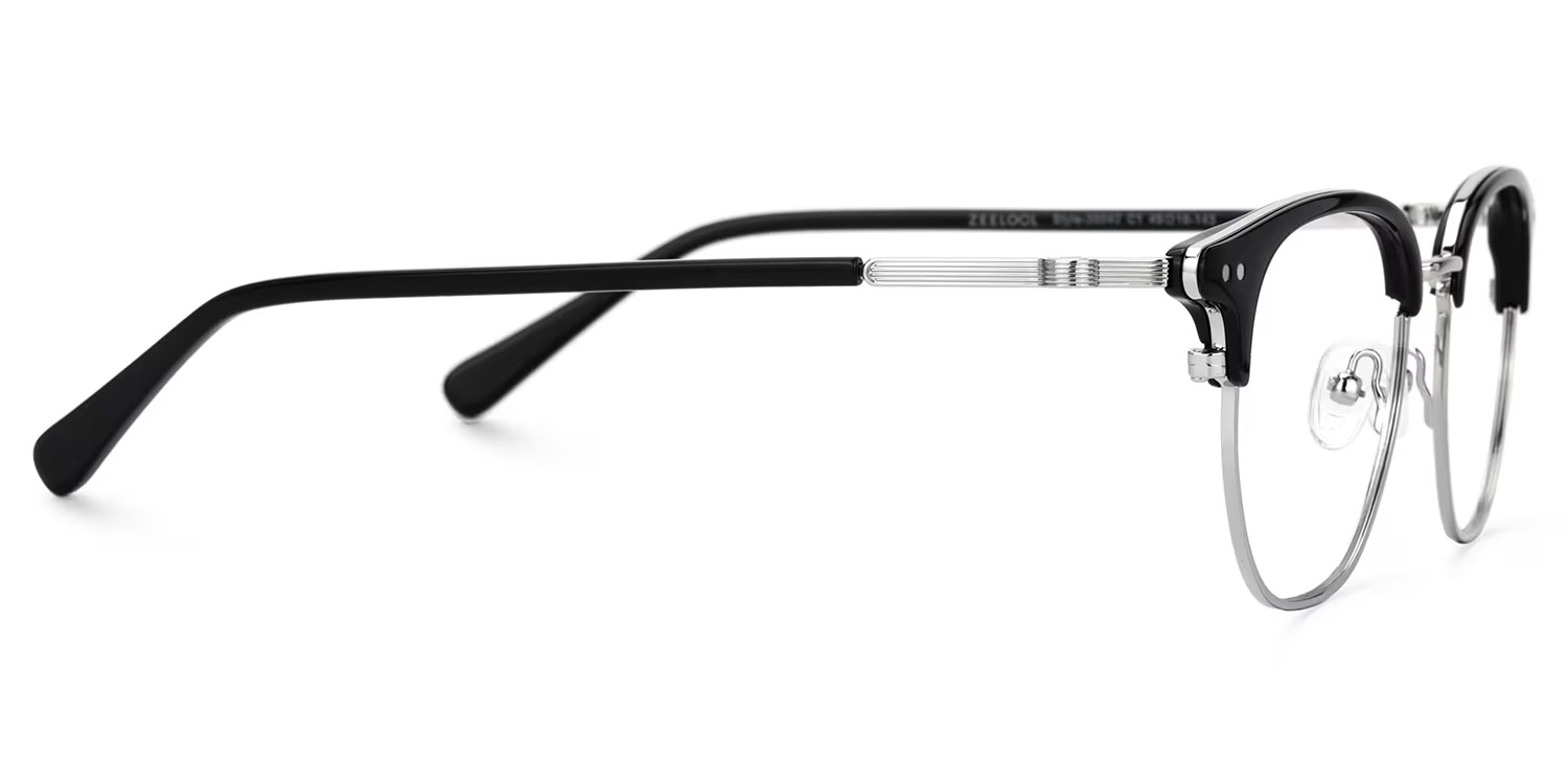 Black Mixed-Materials Geometric Eyeglasses- Geno2