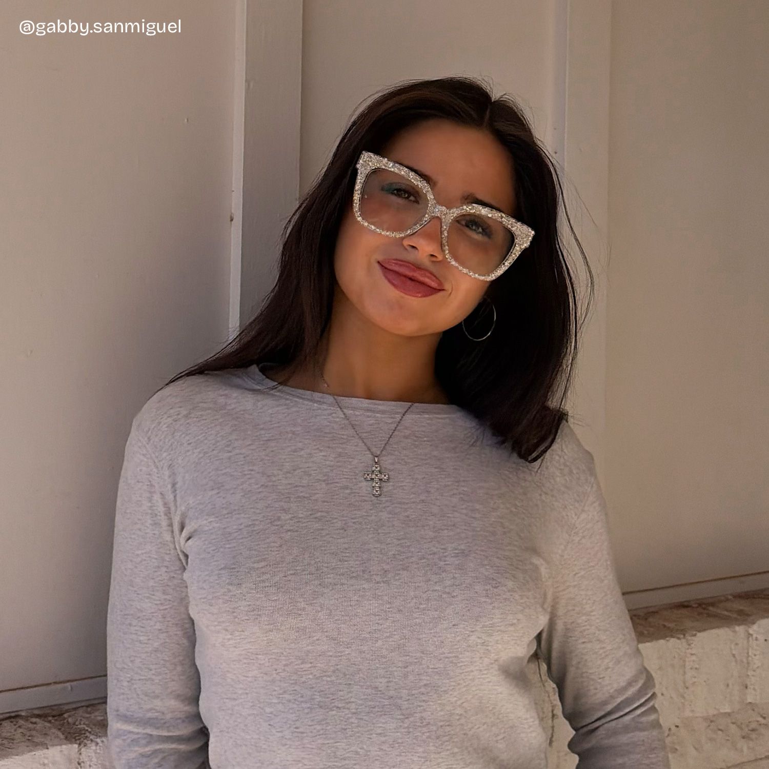 Renata Square Silver Rhinestone Covered Glasses | ZEELOOL6