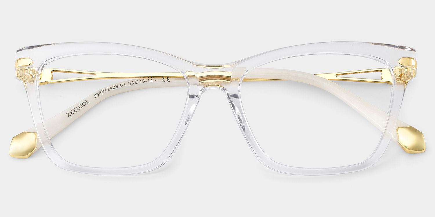 Cat eye Clear Eyeglasses- Amelia Mixed Frame Glasses2