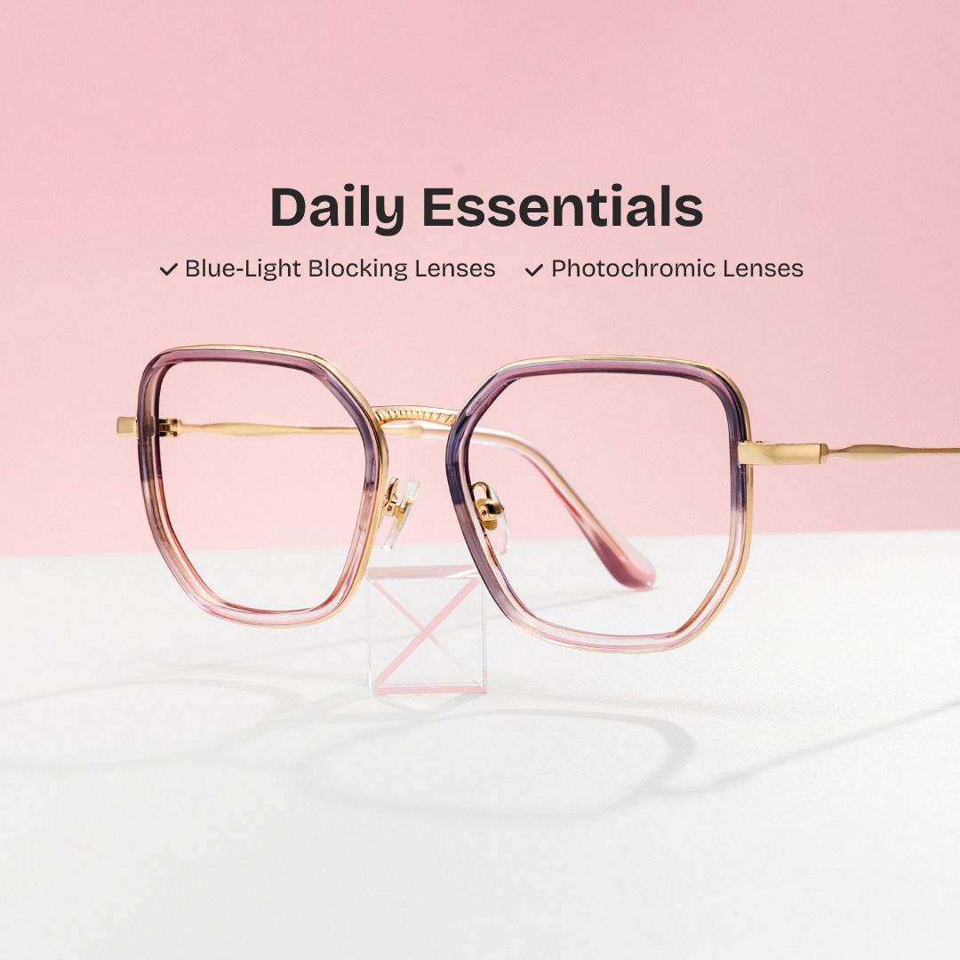 Levi Eyeglasses in Geometric Grey Pink Frame | ZEELOOL Canada0