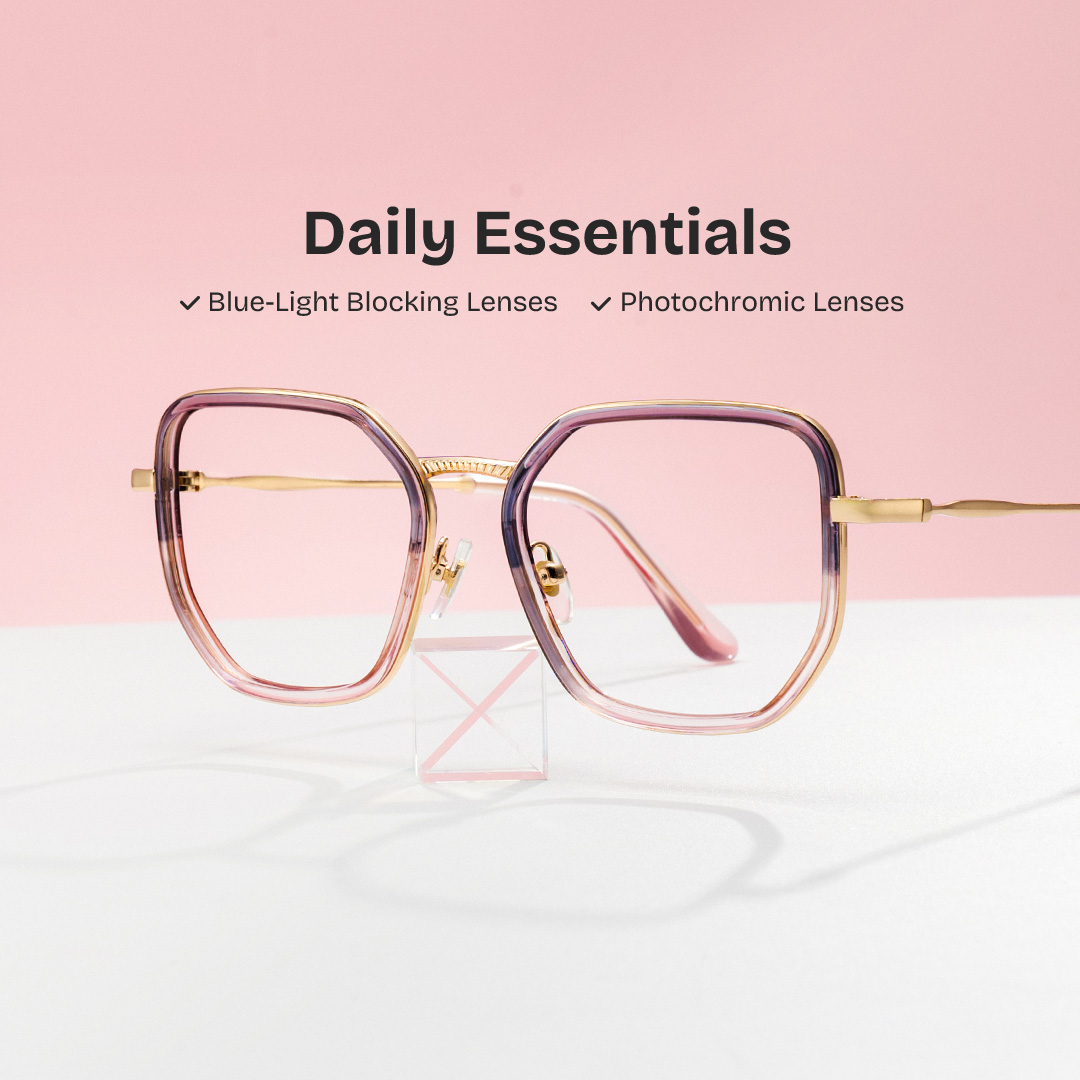 Levi Eyeglasses in Geometric Grey Pink Frame | ZEELOOL Canada0