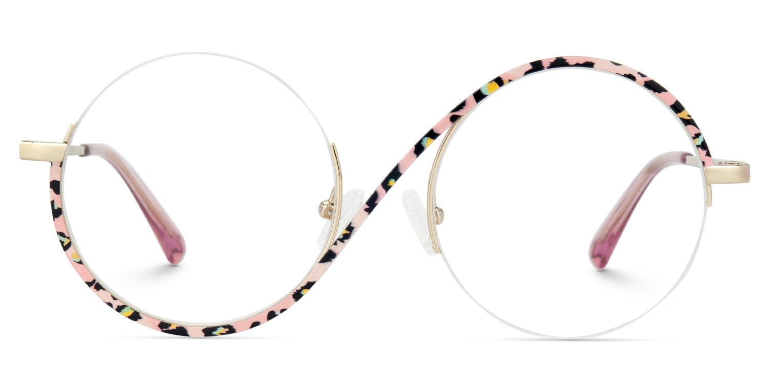 Flozif Round Semi-Rimless Pink-Leopard Glasses0
