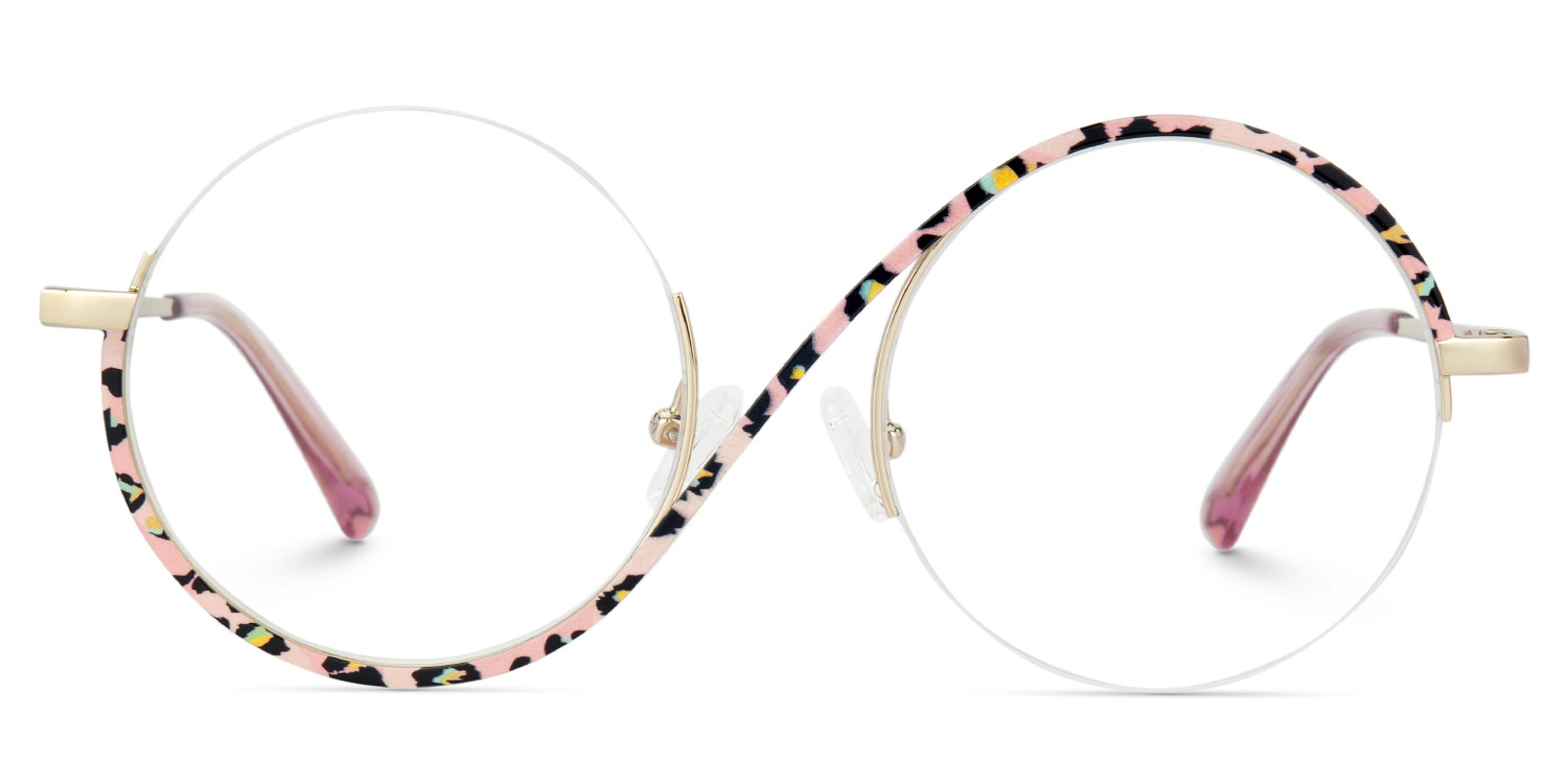 Flozif Round Semi rimless Pink-Leopard Glasses0