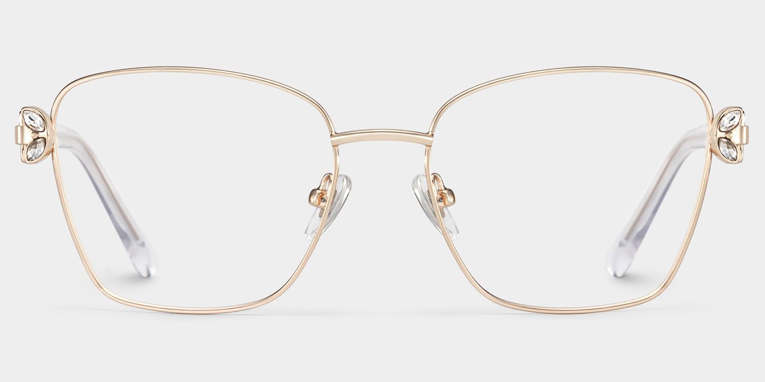 Ellie Rectangle Light Gold Glasses