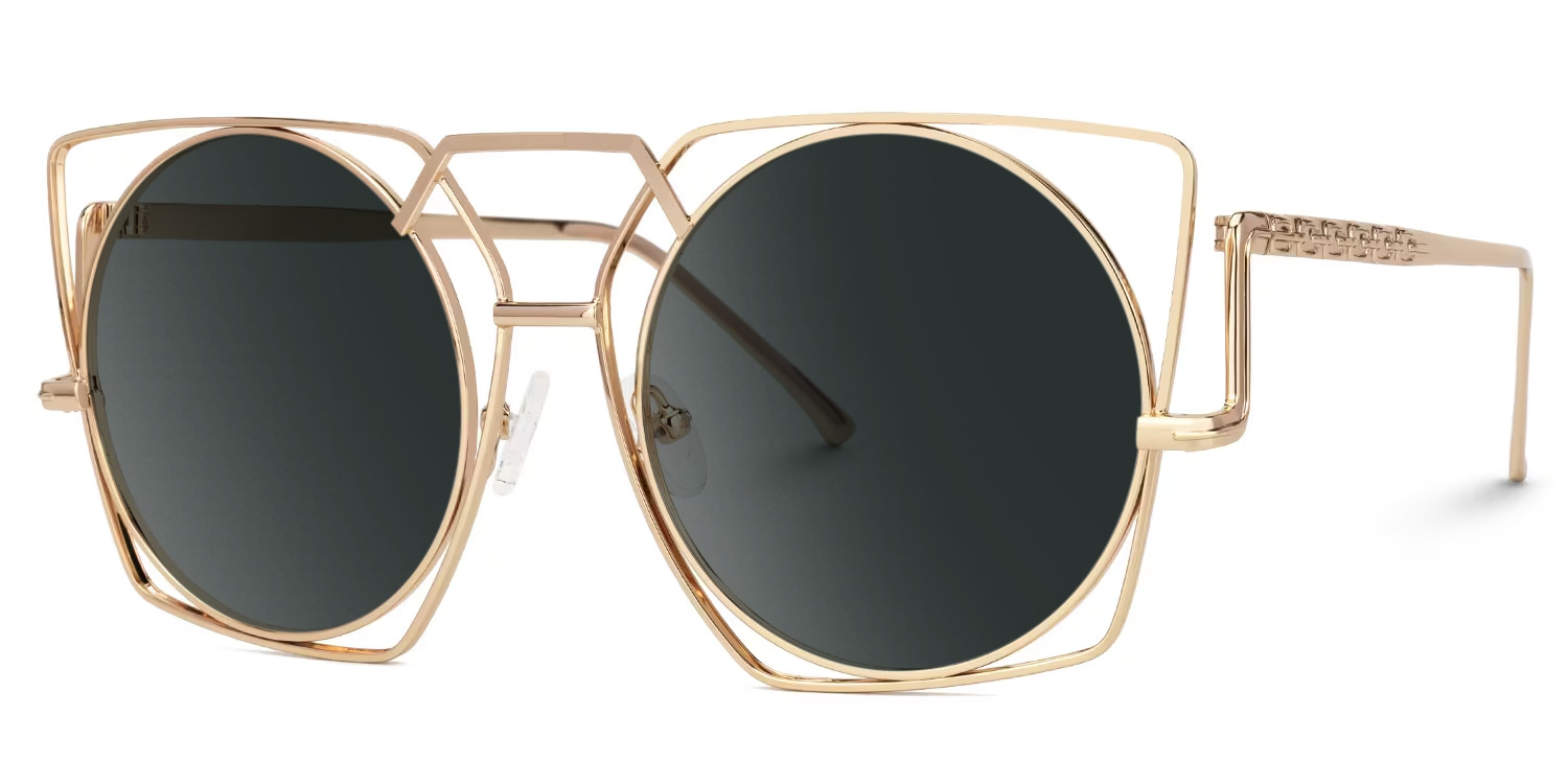 ZEELOOL Ybarra Geometric Gold Glasses