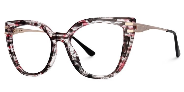 Fillery Cateye Pink-Floral Transparent Glasses