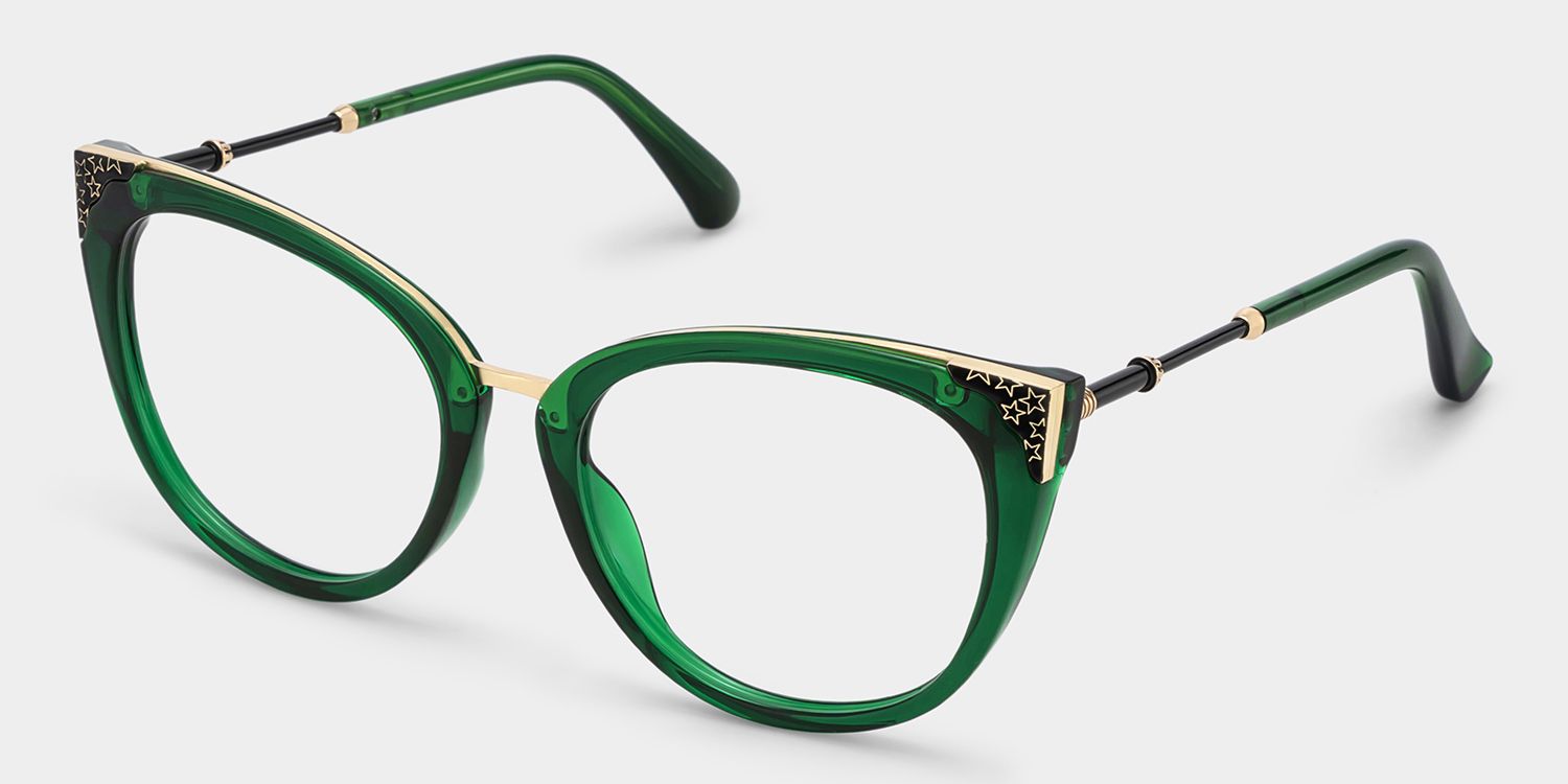 Dalton Cat Eye Dark Green Frame Glasses | ZEELOOL Canada2