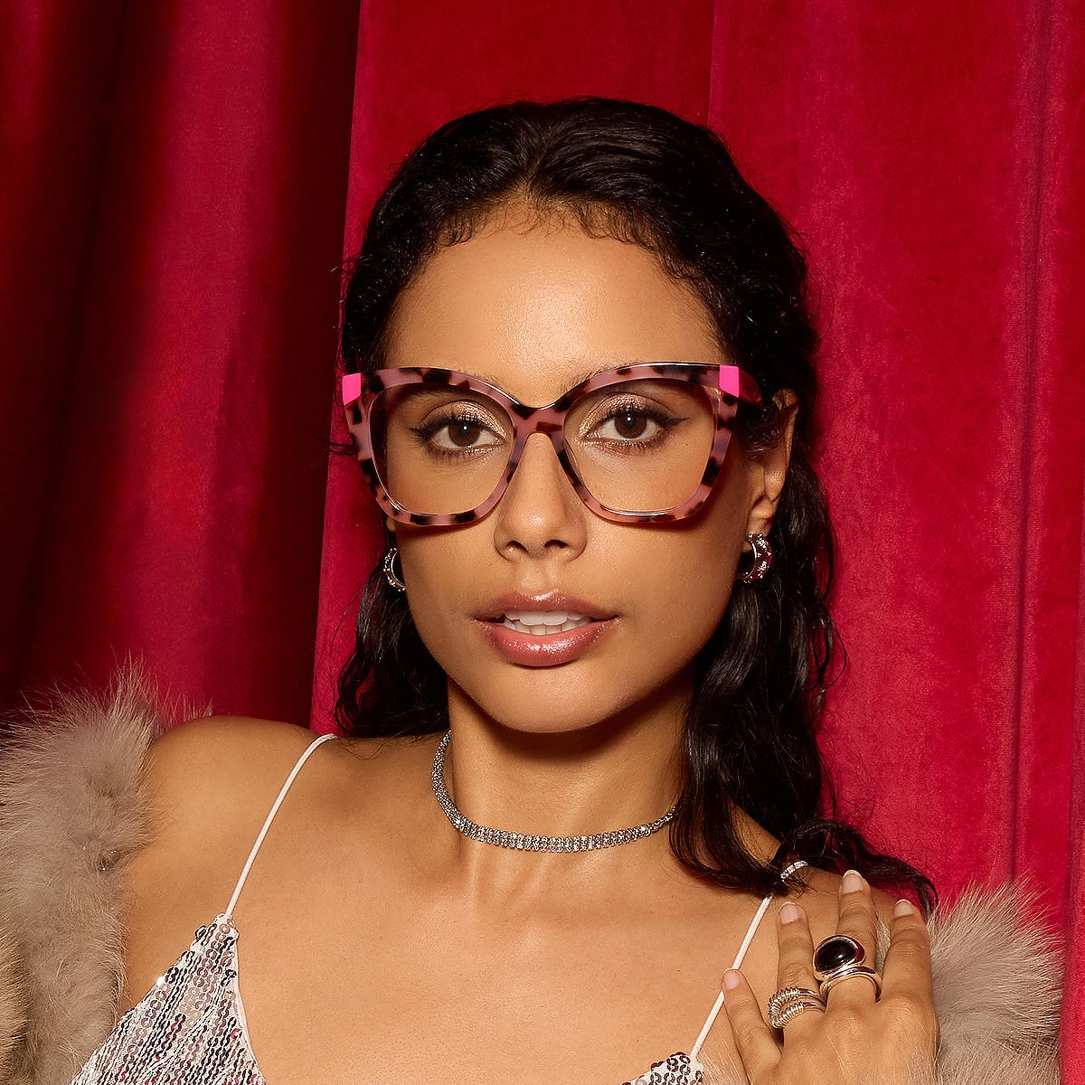 Kira Pink Tortoise Frame Glasses with Butterfly Frame Online | ZEELOOL Canada0